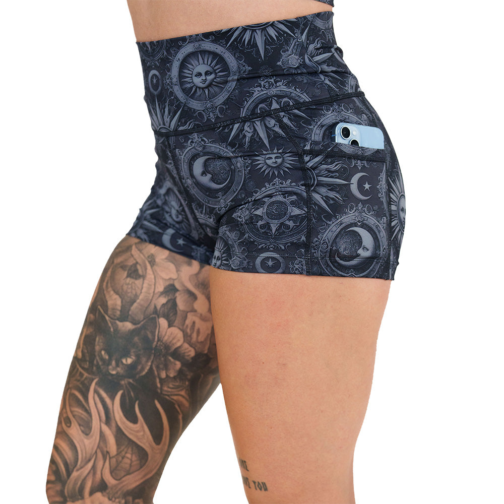 moon & stars print shorts