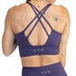 back of purple sports bra