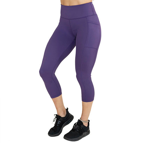 solid purple capri length leggings