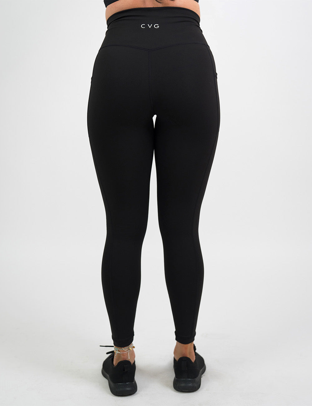 back of the all black essential style full length leggings