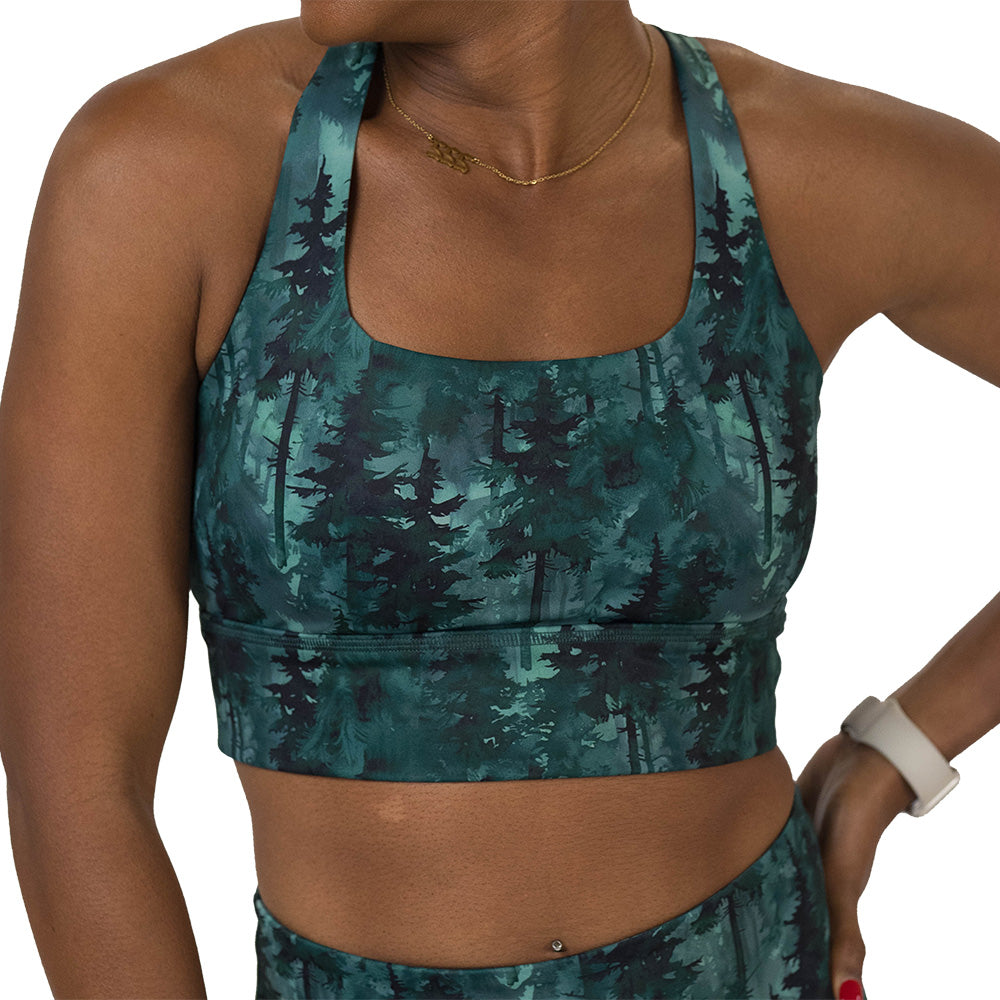 Forest patterned sports bra