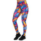 full length colorful feather patterned leggings