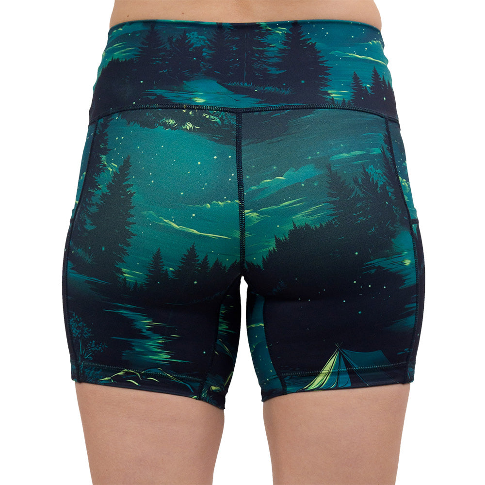 back of the 5 inch night time camp out shorts against a white background