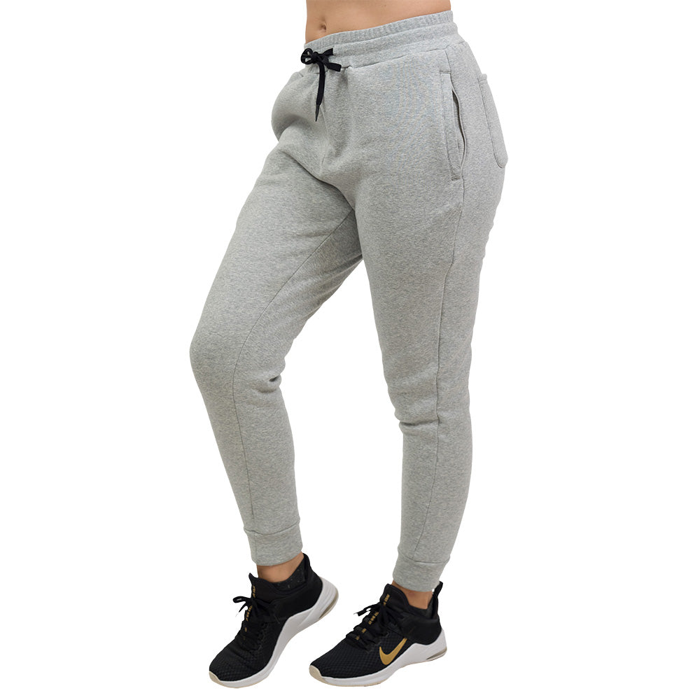 gray fleece lined rest day sweatpants facing the side