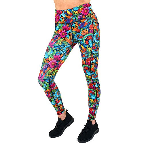 full length floral swirl patterned leggings