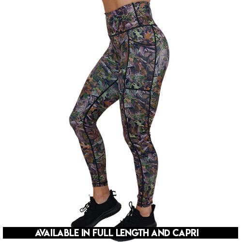 forest camo patterned legging's available in full and capri length