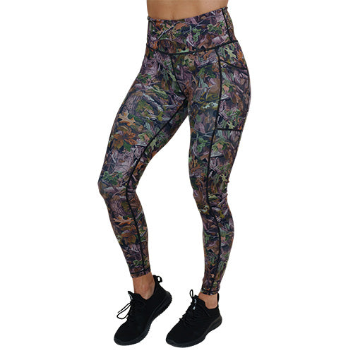 full length forest camo patterned leggings