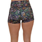 back of 2.5 inch forest camo patterned shorts