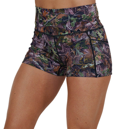 2.5 inch forest camo patterned shorts