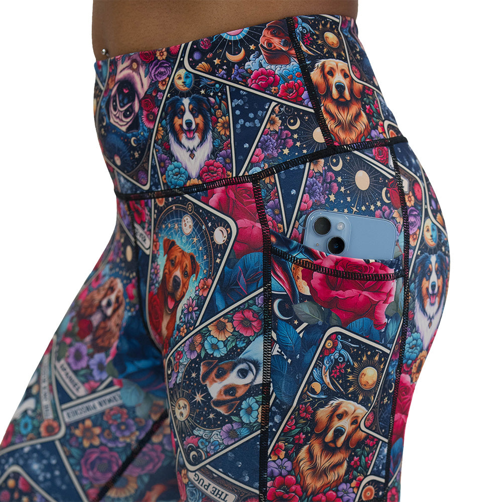 Colorful leggings with dog illustration pattern on it