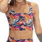 colorful marble patterned sports bra