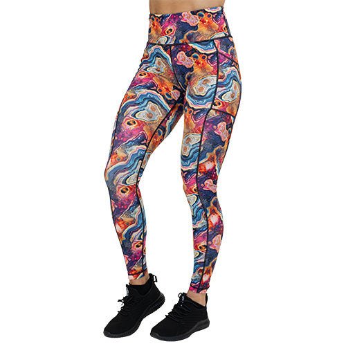 full length colorful marble patterned leggings