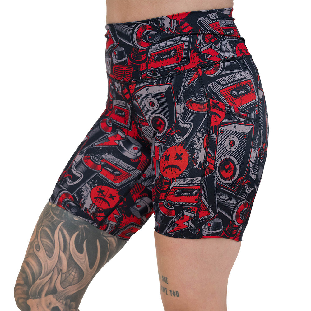 7 inch graffiti patterned shorts