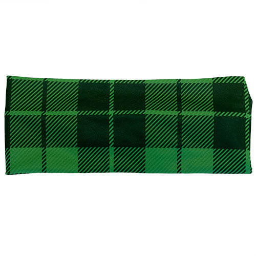 front view of green plaid headband