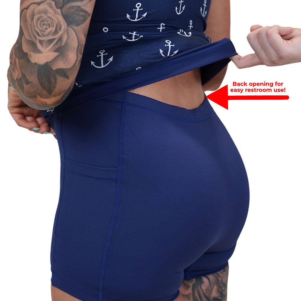 close up of the built in shorts