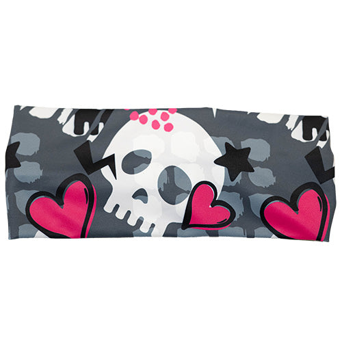 skull and heart pattern headband