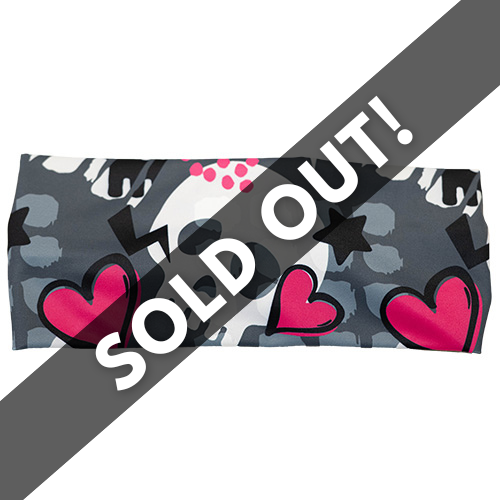 skull and heart pattern headband sold out