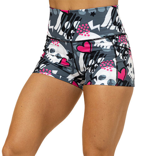 2.5  inch skull and heart pattern shorts