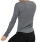 back of the grey henley long sleeve shirt
