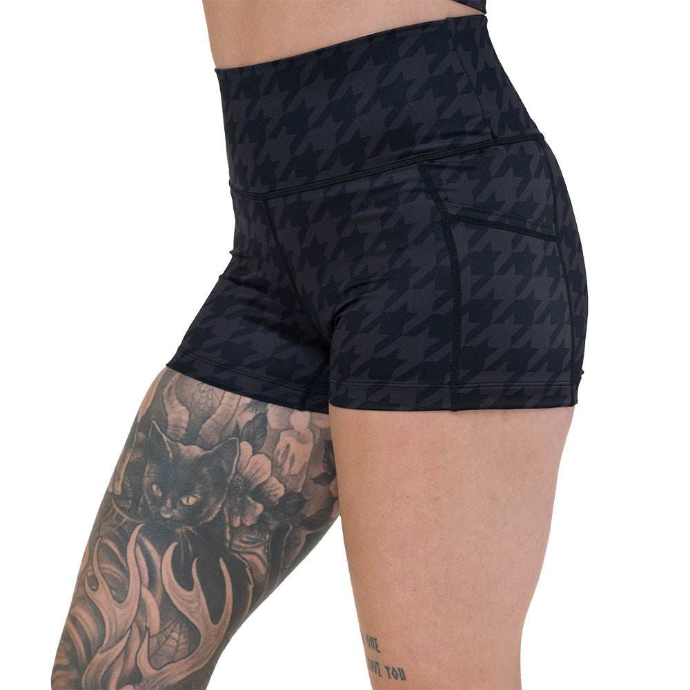 2.5 inch houndstooth patterned shorts