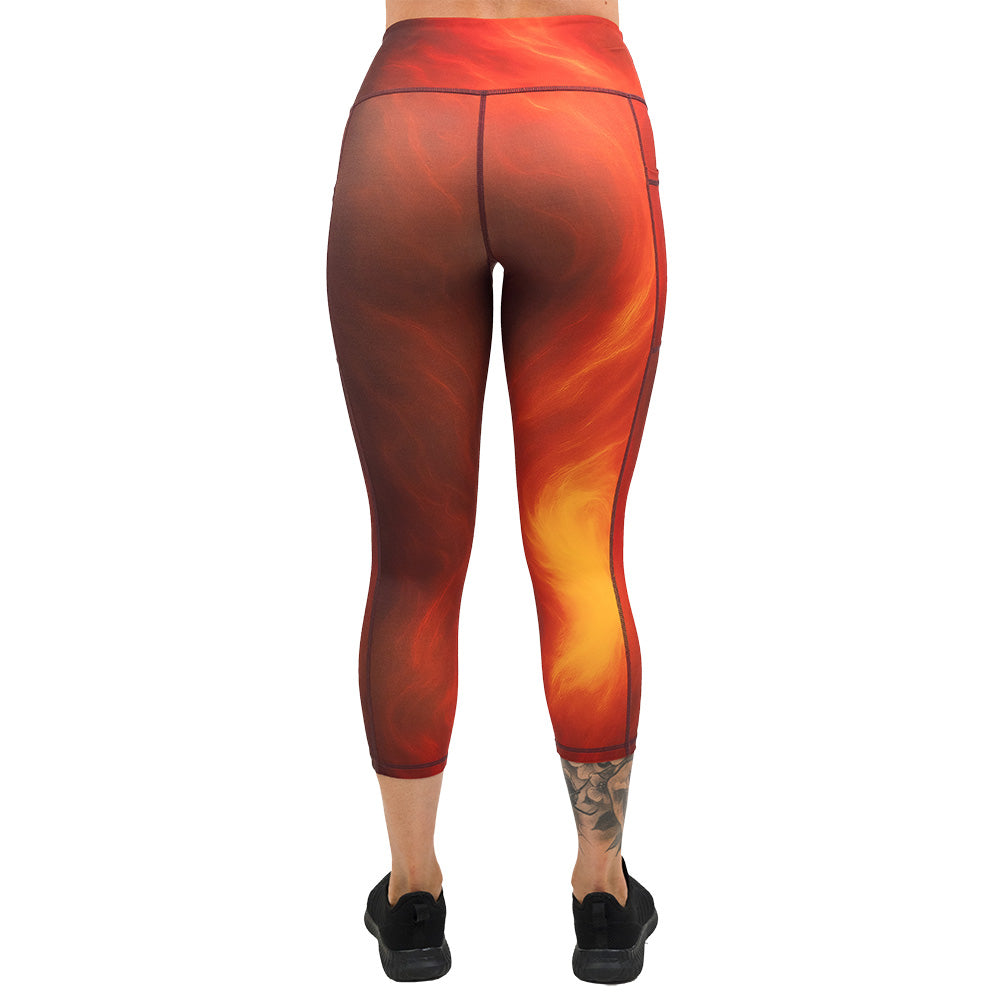 back of the fire flame patterned leggings