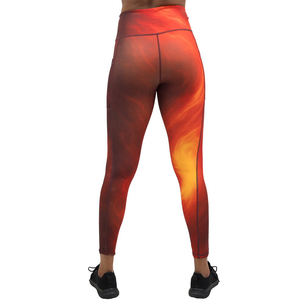 back of the fire flame patterned leggings