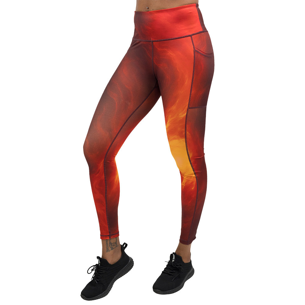 fire flame patterned leggings