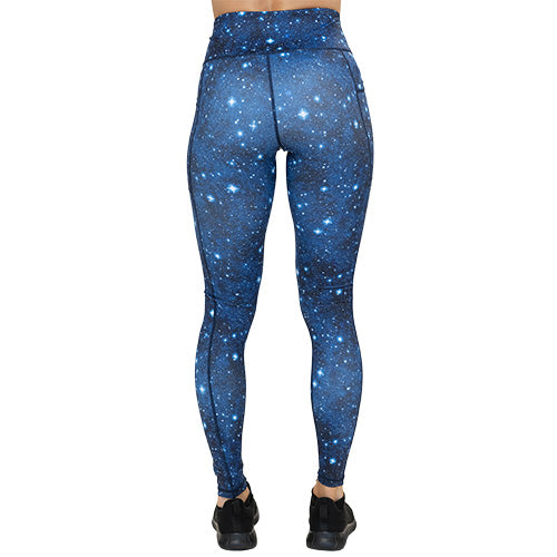 back of full length starry sky leggings