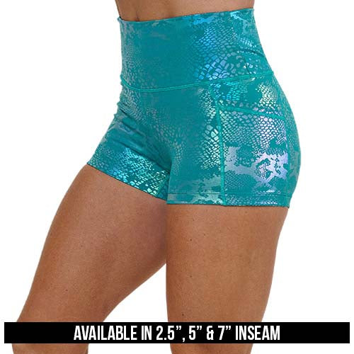 blue iridescent short's available inseams