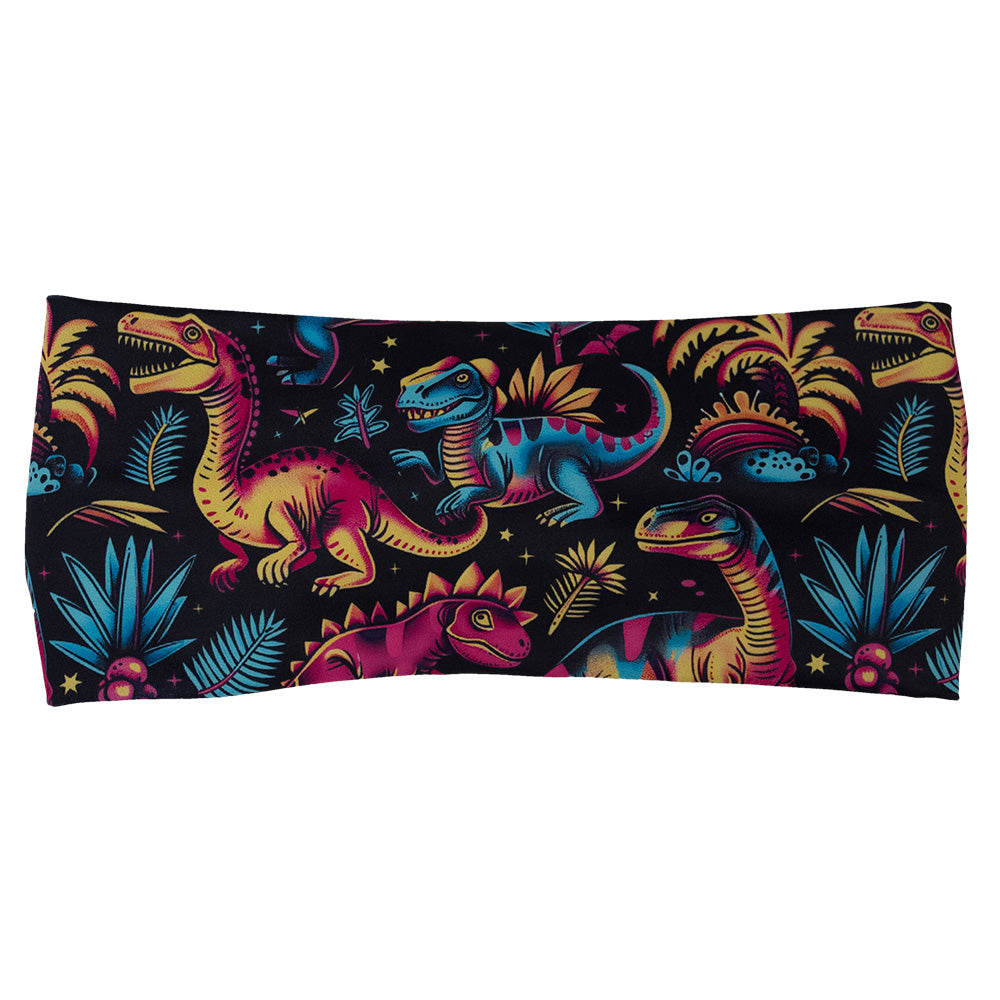 front of the dinosaur headband against a white background