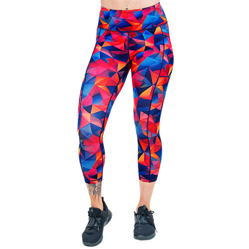 capri length colorful triangle print leggings