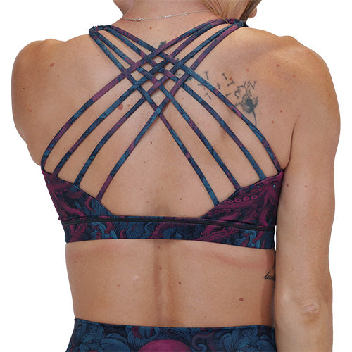 back of the octopus patterned sports bra