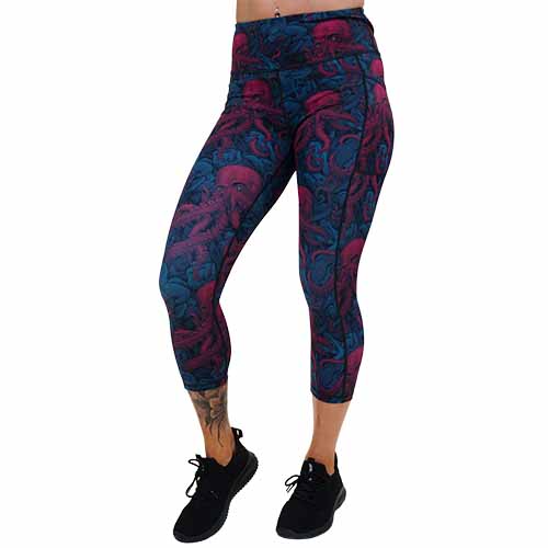 capri length octopus patterned leggings