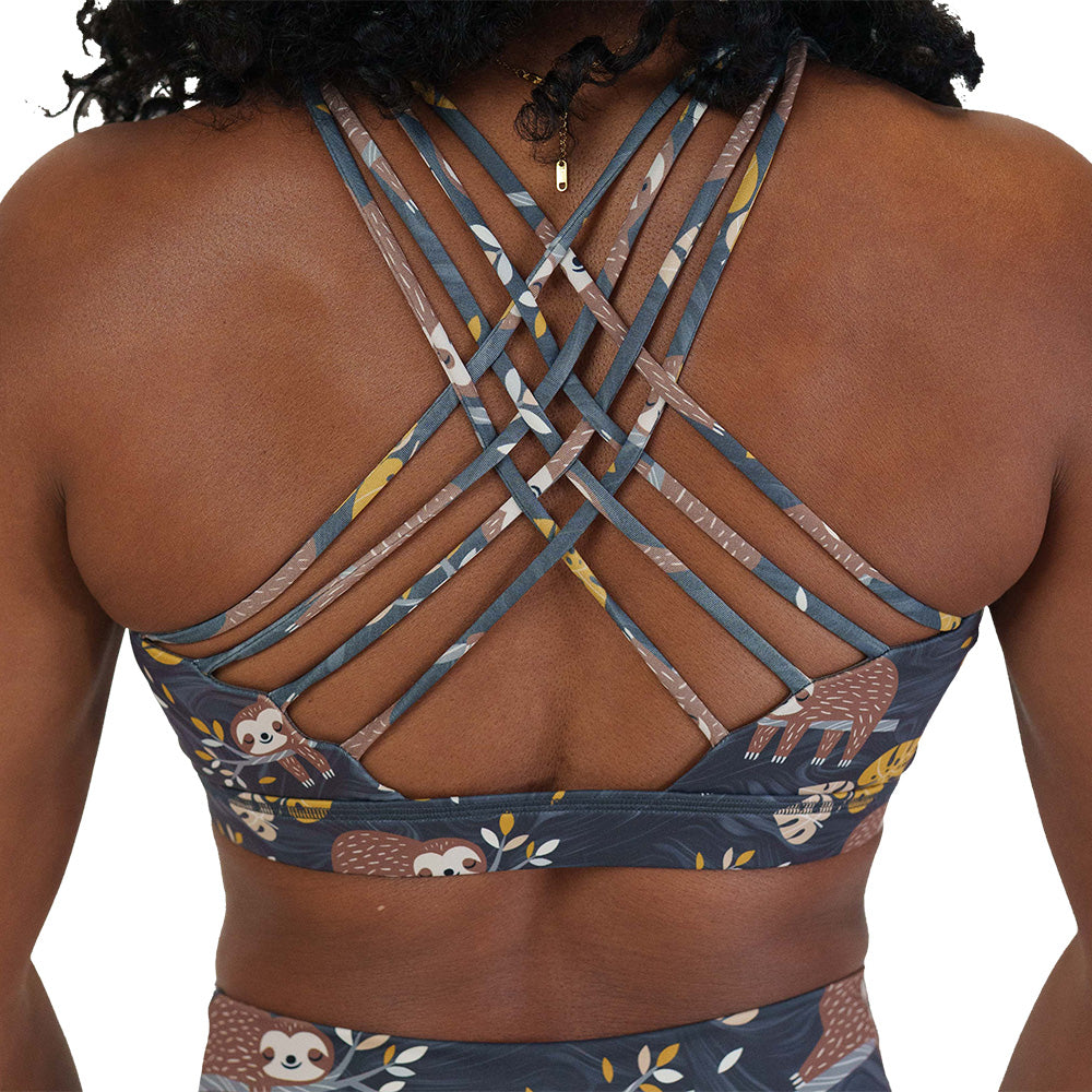 back of the sloth patterned bra