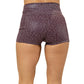 back of 2.5 inch burgundy leopard print shorts