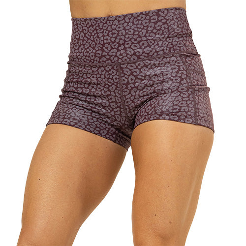 2.5 inch burgundy leopard print shorts