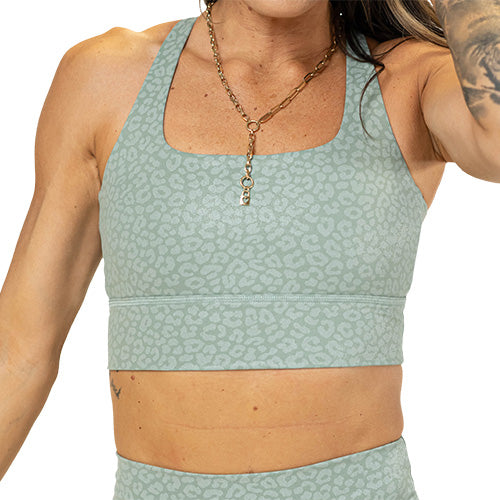 Leopard Teal Print Sports Bra