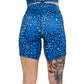 back of blue snowflake patterned 7 inch shorts