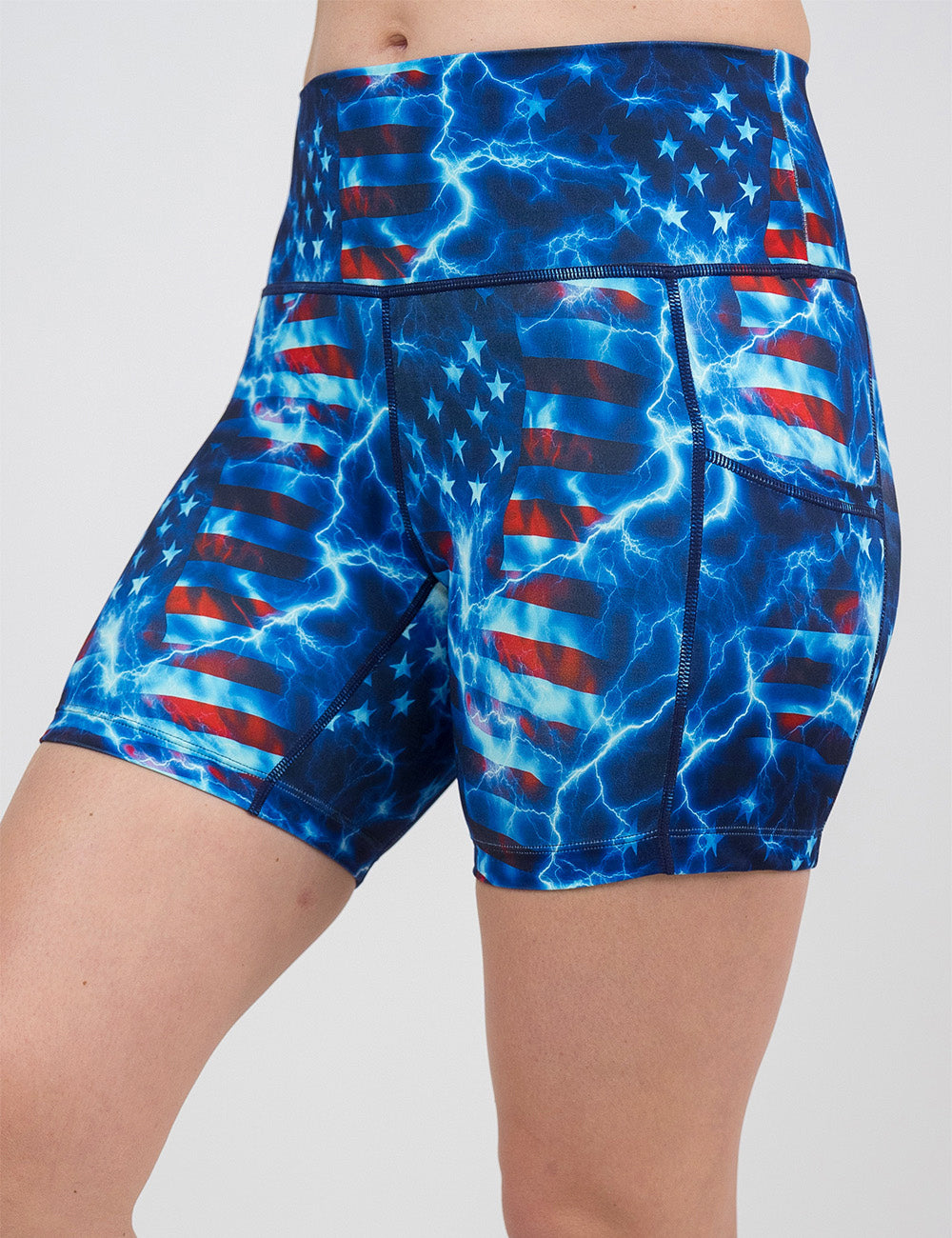 front of the 5 inch lighting flag shorts against a white background
