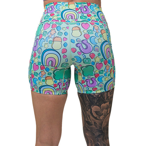 back of 5 inch St Patrick's day inspired charms print shorts