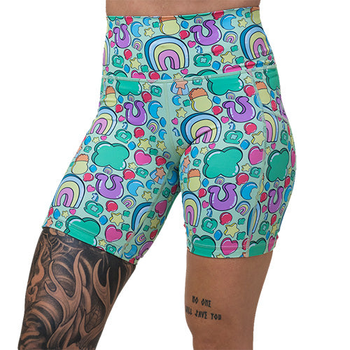 7 inch St Patrick's day inspired charms print shorts
