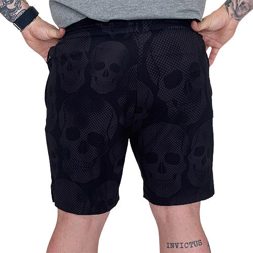 back of men's skull shorts