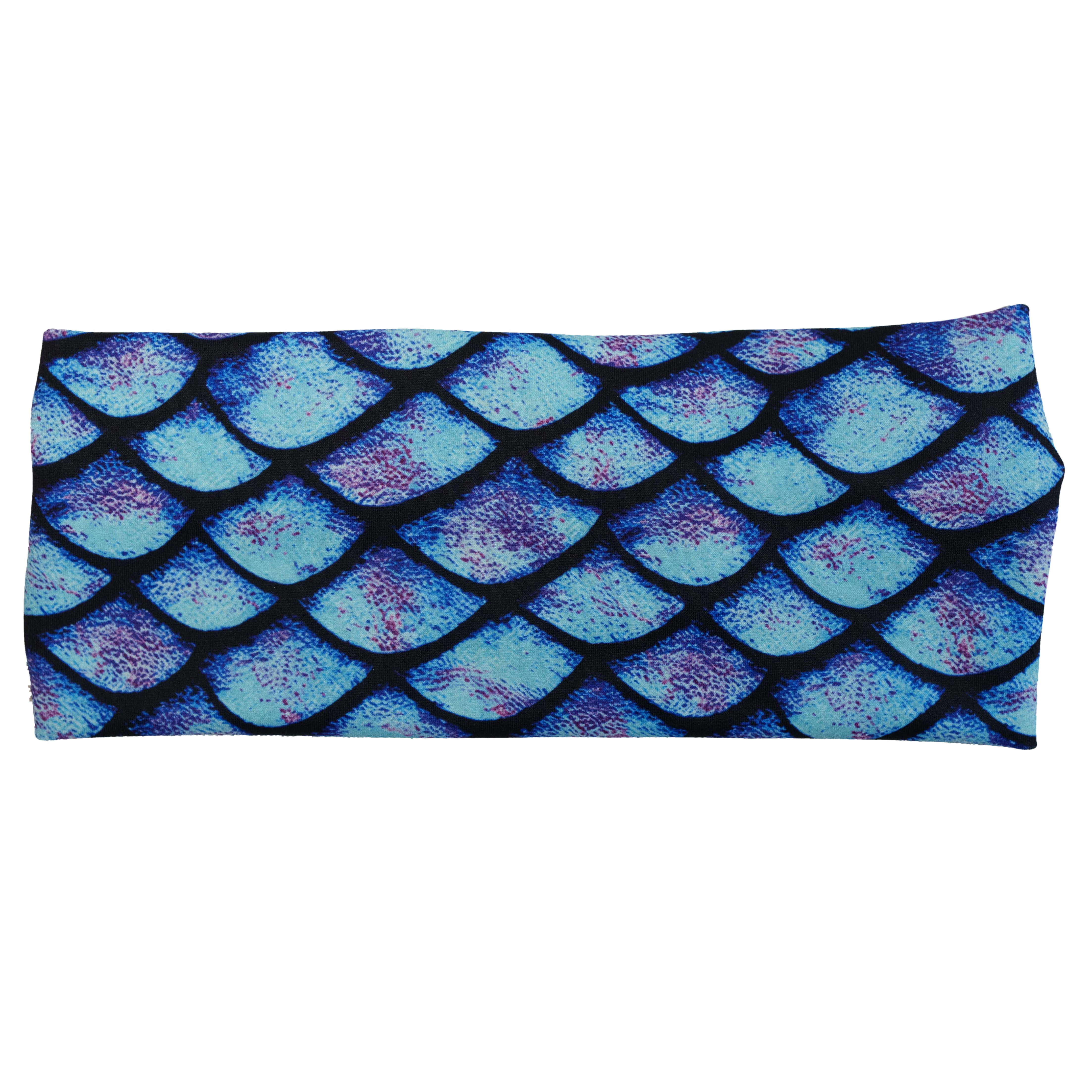 blue fish scale print headband