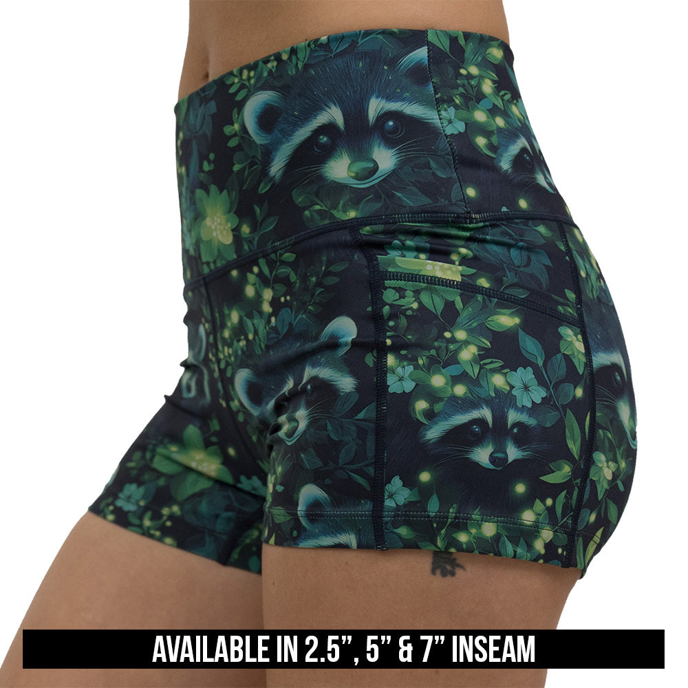 green Raccoon design shorts