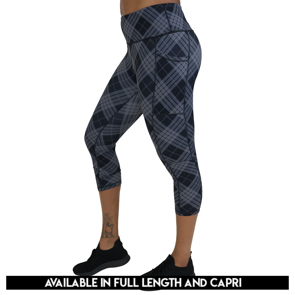 Plaid patterned leggings available in full and capri length