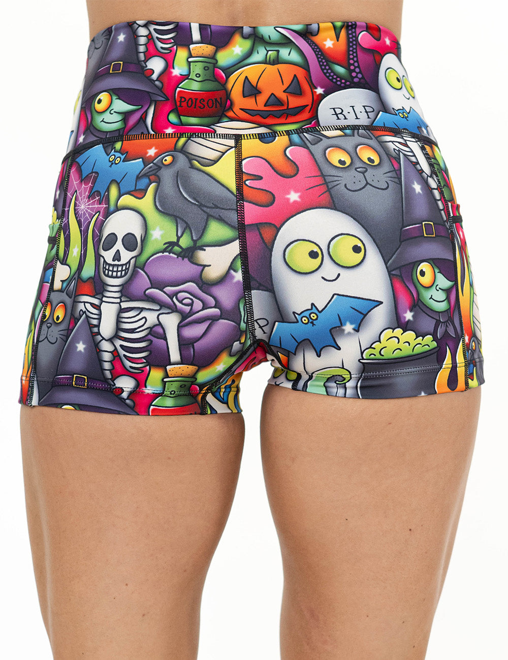 back of the Halloween characters 2.5 inch shorts against a white background