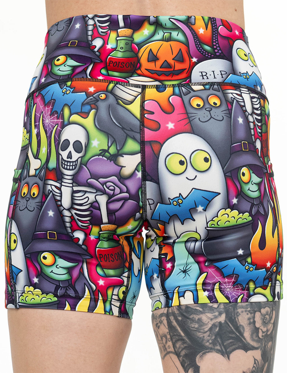 back of the Halloween characters 5 inch shorts against a white background