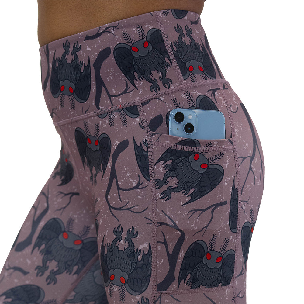 cartoon mothman print leggings