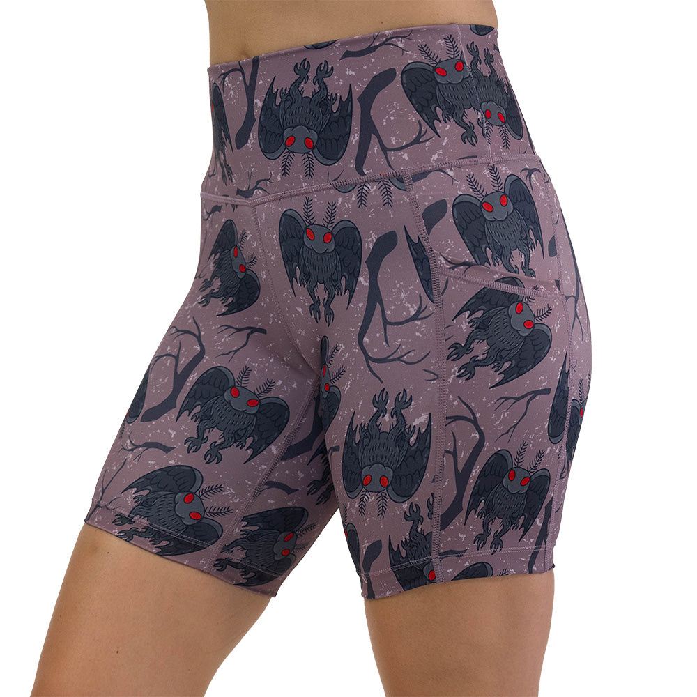 cartoon mothman print shorts
