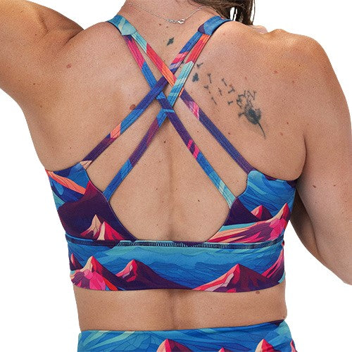 back of the mountain pattern sports bra